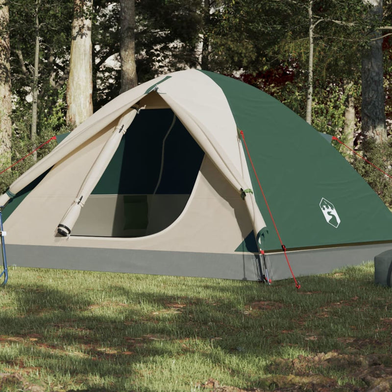 Campingzelt 6 Personen Grün 348x340x190 cm 190T Taft