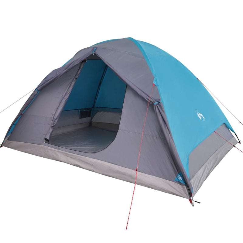 Campingzelt 6 Personen Blau 348x340x190 cm 190T Taft