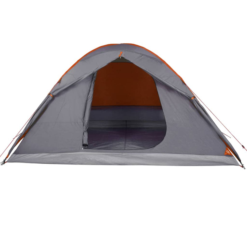 Campingzelt 6 Personen Grau & Orange 348x340x190 cm 190T Taft