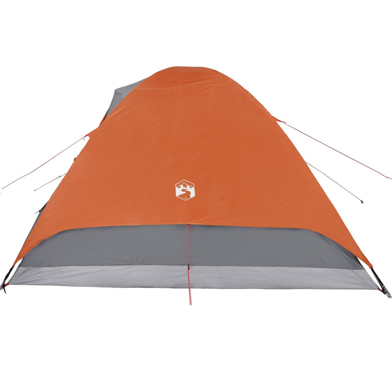 Campingzelt 6 Personen Grau & Orange 348x340x190 cm 190T Taft