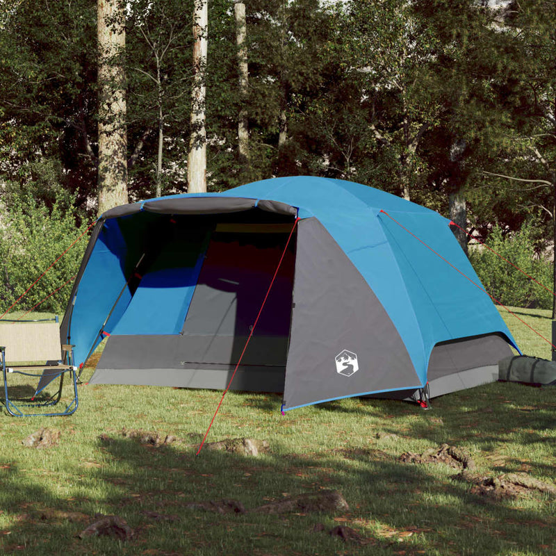 Campingzelt 4 Personen Blau 350x280x155 cm 190T Taft