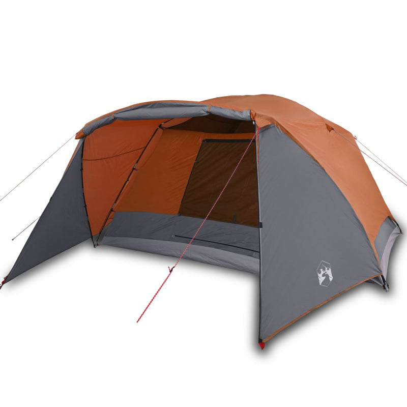 Campingzelt 4 Personen Grau & Orange 350x280x155 cm 190T Taft