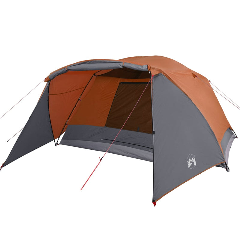 Campingzelt 4 Personen Grau & Orange 350x280x155 cm 190T Taft