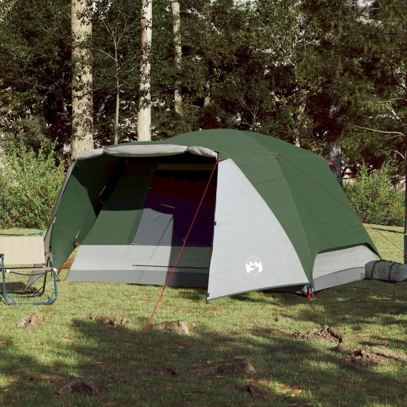 Campingzelt 6 Personen Grün 412x370x190 cm 190T Taft