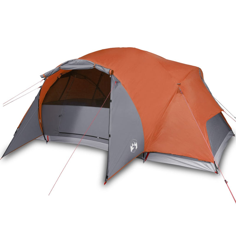 Campingzelt 8 Personen Grau & Orange 360x430x195 cm 190T Taft