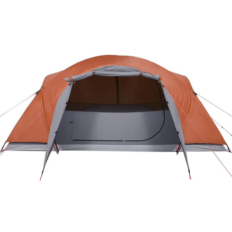 Campingzelt 8 Personen Grau & Orange 360x430x195 cm 190T Taft