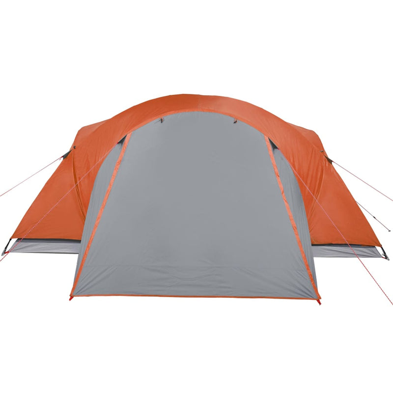 Campingzelt 8 Personen Grau & Orange 360x430x195 cm 190T Taft