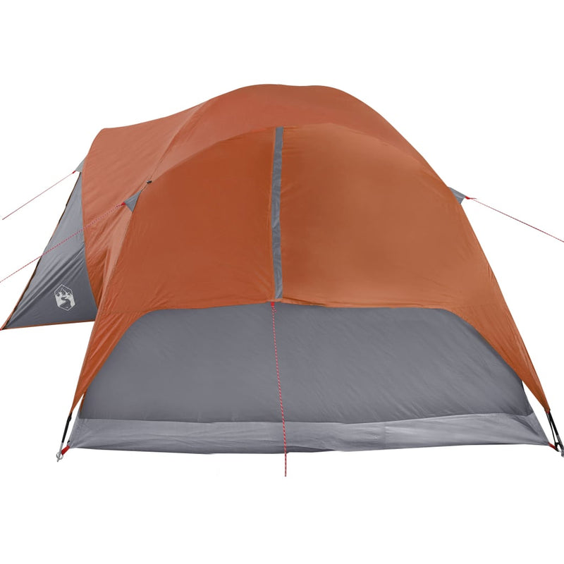 Campingzelt 8 Personen Grau & Orange 360x430x195 cm 190T Taft