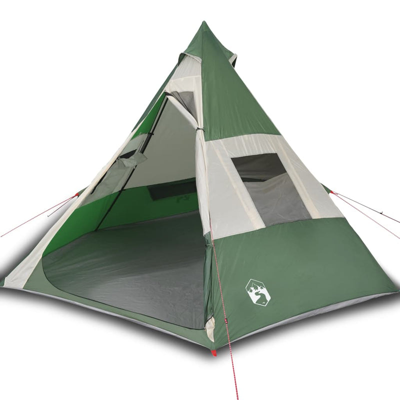 Campingzelt 7 Personen Grün 350x350x280 cm 185T Taft