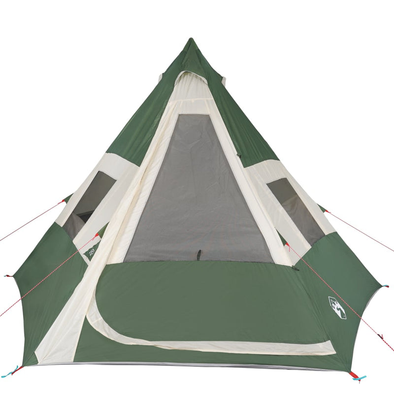 Campingzelt 7 Personen Grün 350x350x280 cm 185T Taft