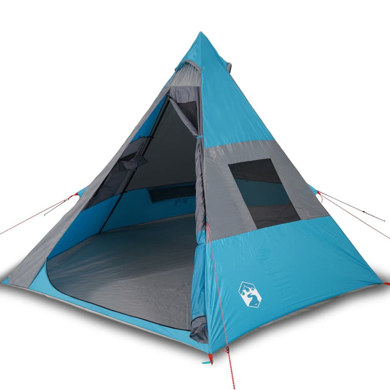 Campingzelt 7 Personen Blau 350x350x280 cm 185T Taft