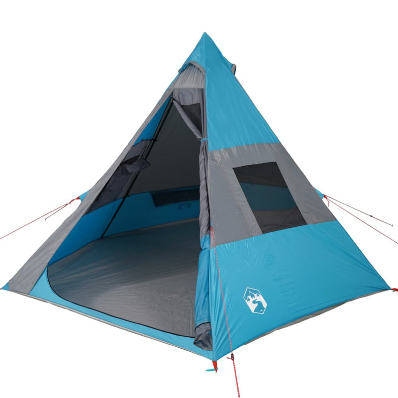 Campingzelt 7 Personen Blau 350x350x280 cm 185T Taft