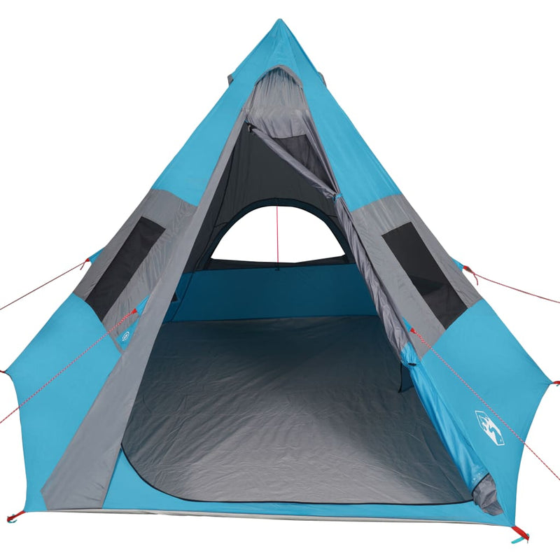 Campingzelt 7 Personen Blau 350x350x280 cm 185T Taft