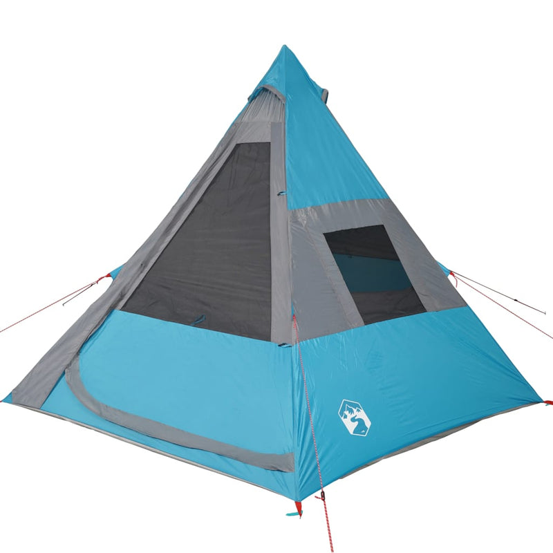 Campingzelt 7 Personen Blau 350x350x280 cm 185T Taft