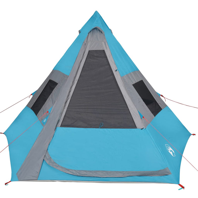 Campingzelt 7 Personen Blau 350x350x280 cm 185T Taft