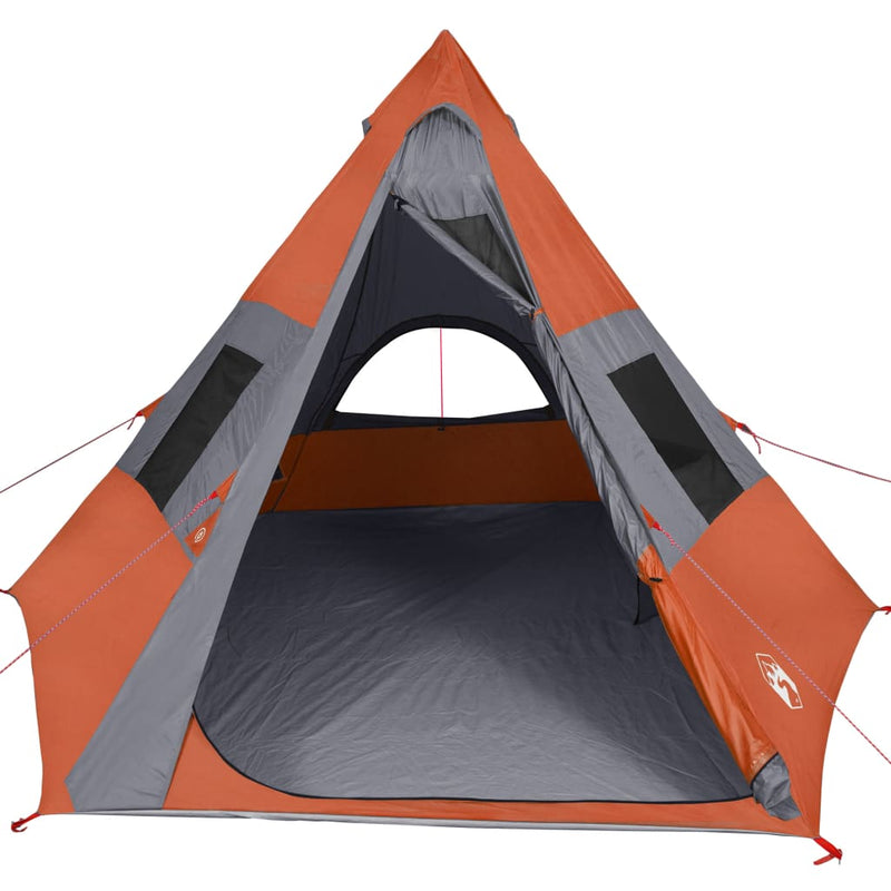 Campingzelt 7 Personen Grau & Orange 350x350x280 cm 185T Taft