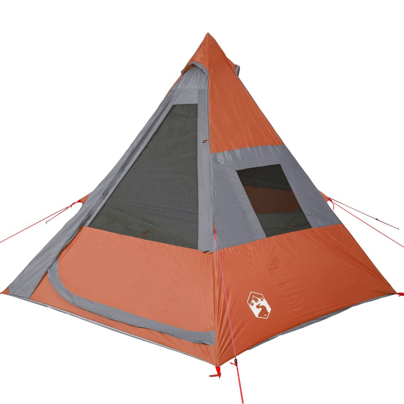 Campingzelt 7 Personen Grau & Orange 350x350x280 cm 185T Taft