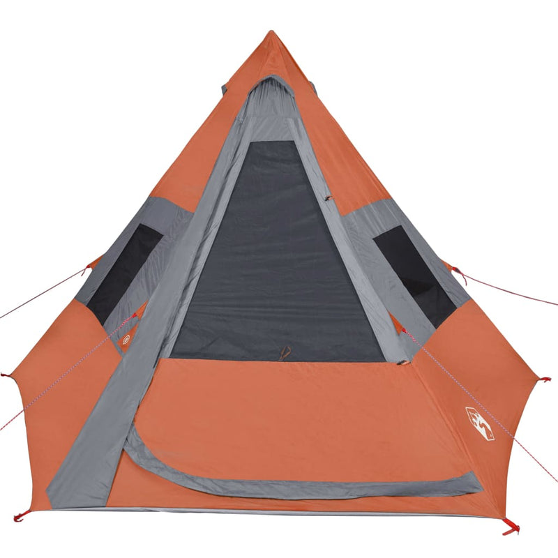 Campingzelt 7 Personen Grau & Orange 350x350x280 cm 185T Taft