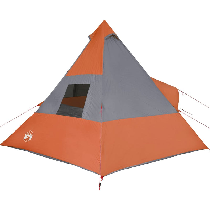 Campingzelt 7 Personen Grau & Orange 350x350x280 cm 185T Taft