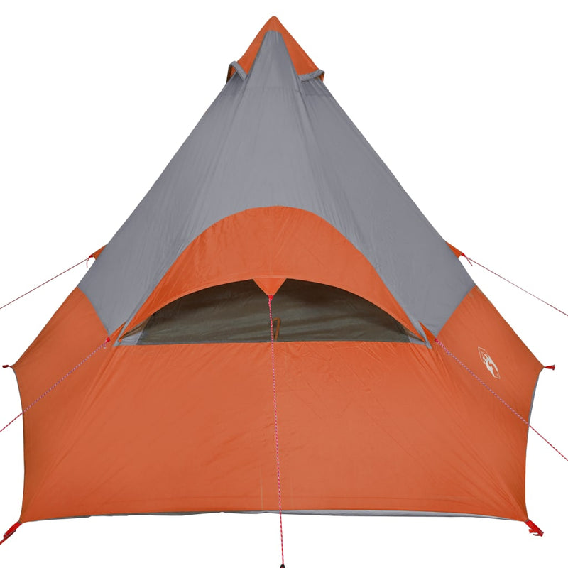 Campingzelt 7 Personen Grau & Orange 350x350x280 cm 185T Taft