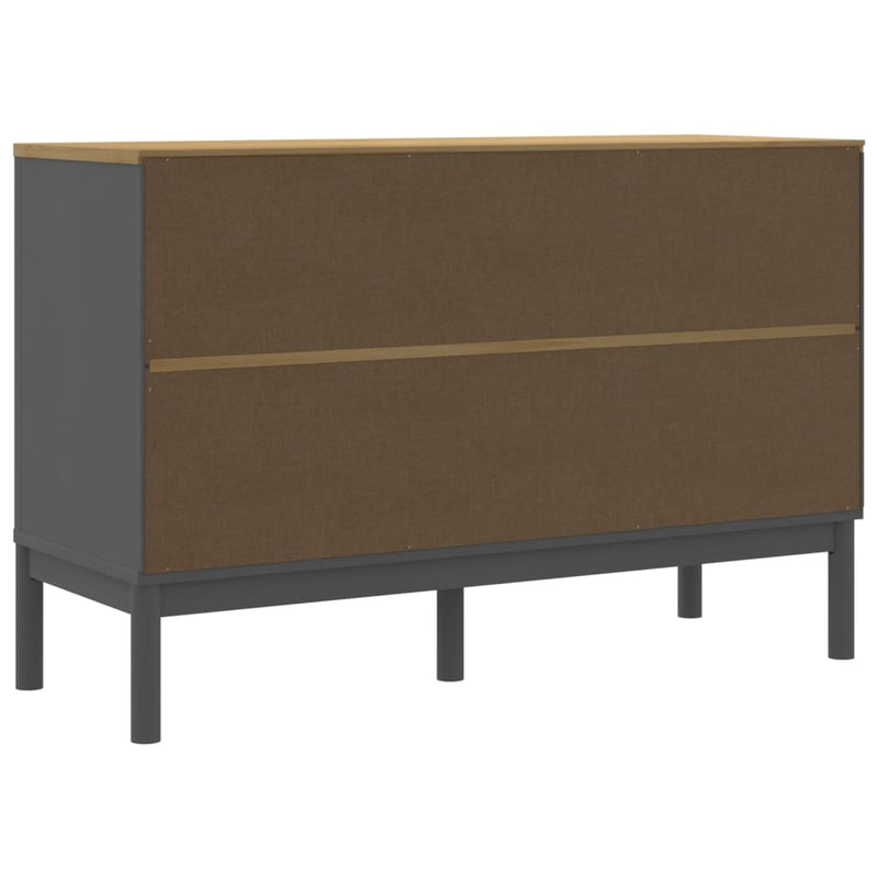 Sideboard FLORO Grau 114x43x74 cm Massivholz Kiefer