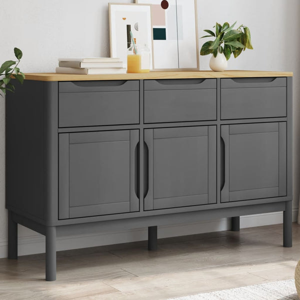 Sideboard FLORO Grau 114x43x74 cm Massivholz Kiefer