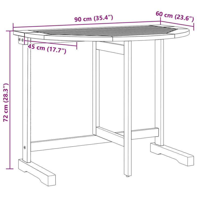 Balkontisch Klappbar 90x60x72 cm Massivholz Akazie