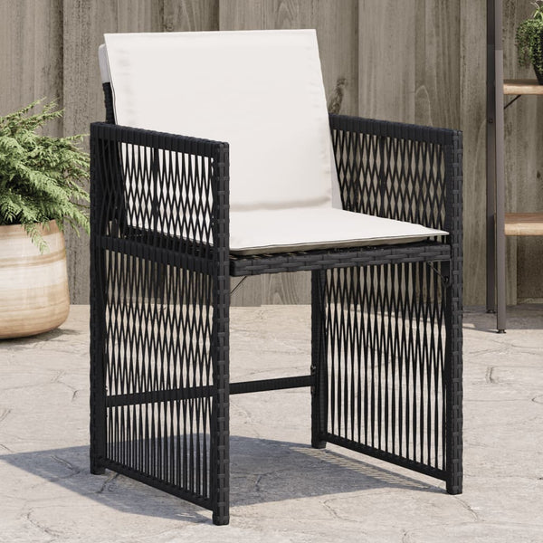 Gartenstühle mit Kissen 4 Stk. Schwarz Poly Rattan