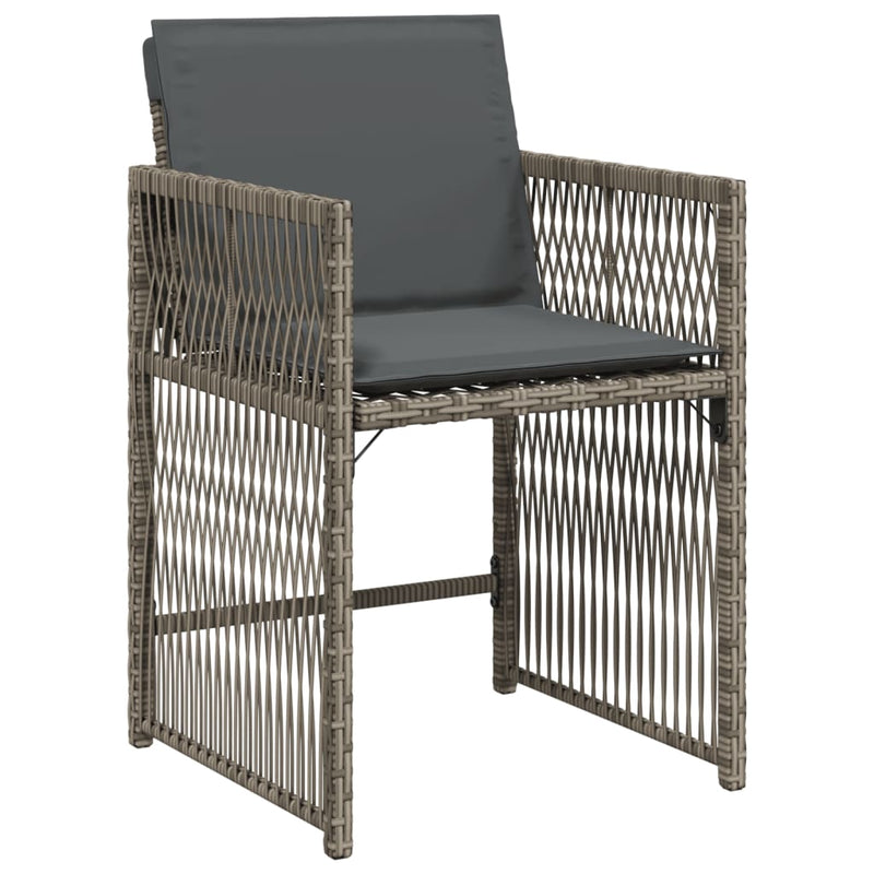 Gartenstühle mit Kissen 4 Stk. Grau Poly Rattan