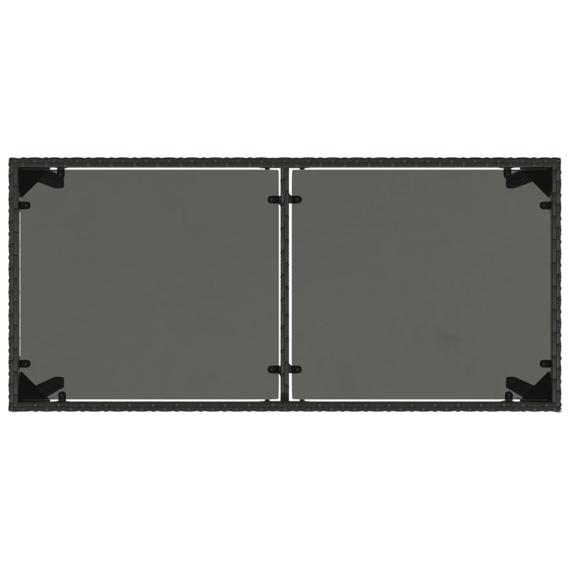 Gartentisch mit Glasplatte Schwarz 115x54x74 cm Poly Rattan
