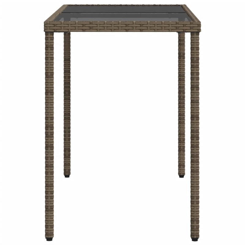 Gartentisch mit Glasplatte Grau 115x54x74 cm Poly Rattan