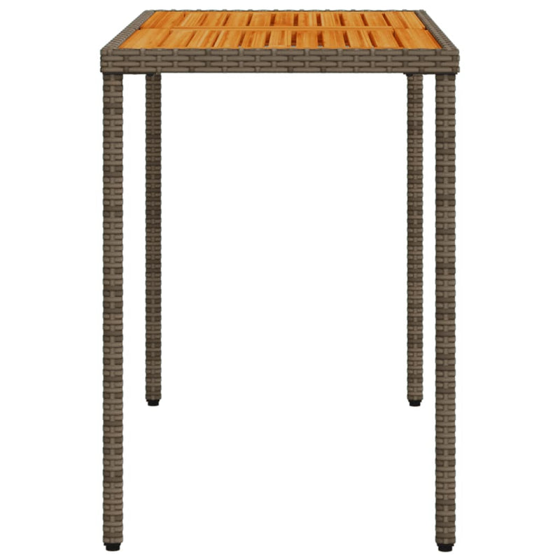 Gartentisch mit Akazienholz-Platte Grau 115x54x74cm Poly Rattan