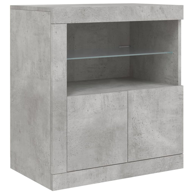 Sideboard mit LED-Leuchten Betongrau 60,5x37x67 cm