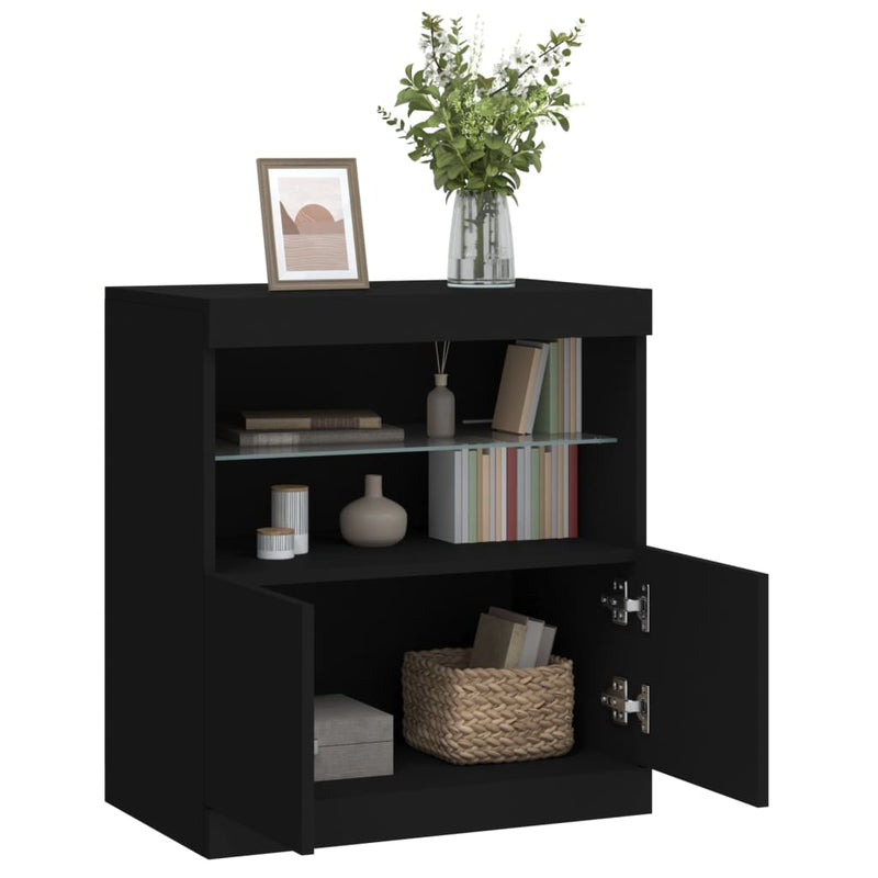 Sideboard mit LED-Leuchten Schwarz 60x37x67 cm