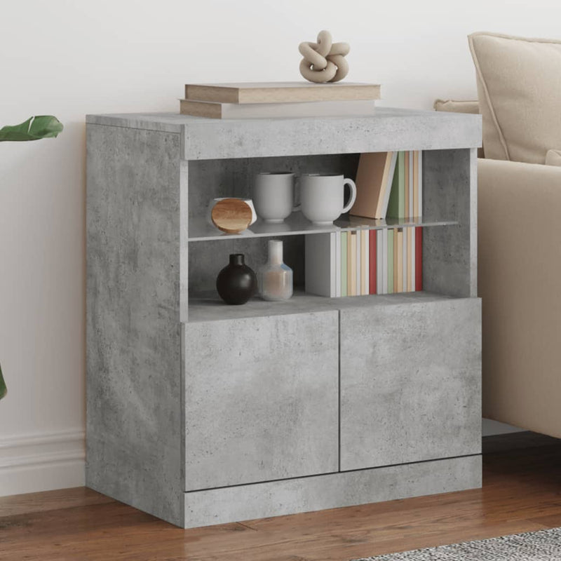 Sideboard mit LED-Leuchten Betongrau 60x37x67 cm