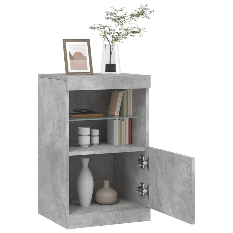 Sideboard mit LED-Leuchten Betongrau 41x37x67 cm