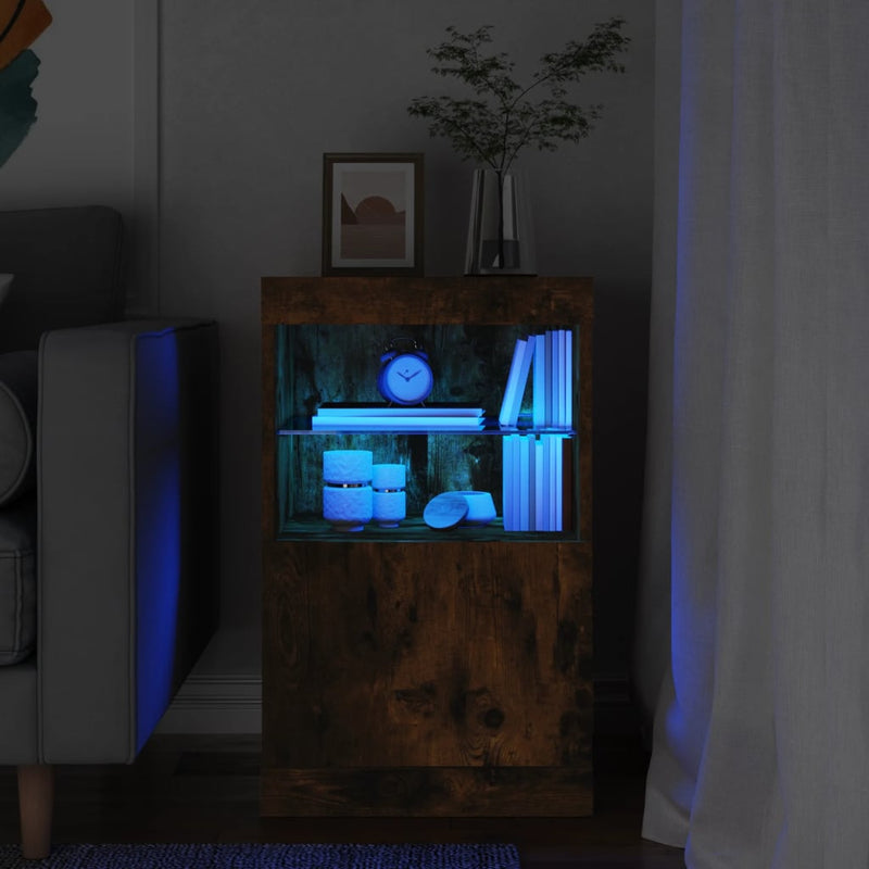 Sideboard mit LED-Leuchten Räuchereiche 41x37x67 cm