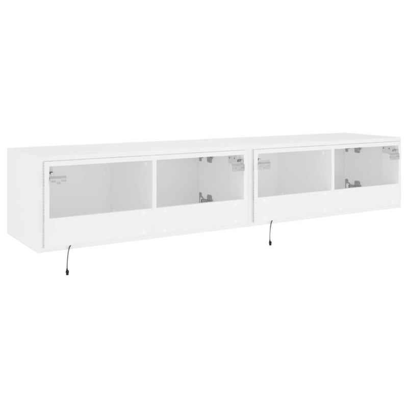 TV-Wandschränke mit LED-Leuchten 2 Stk. Weiß 80x35x31 cm