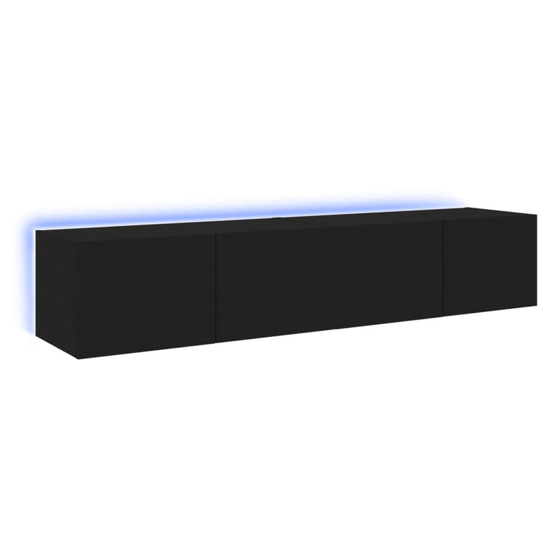 TV-Wandschränke mit LED-Leuchten 2 Stk. Schwarz 80x35x31 cm