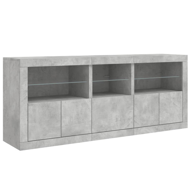 Sideboard mit LED-Leuchten Betongrau 162x37x67 cm