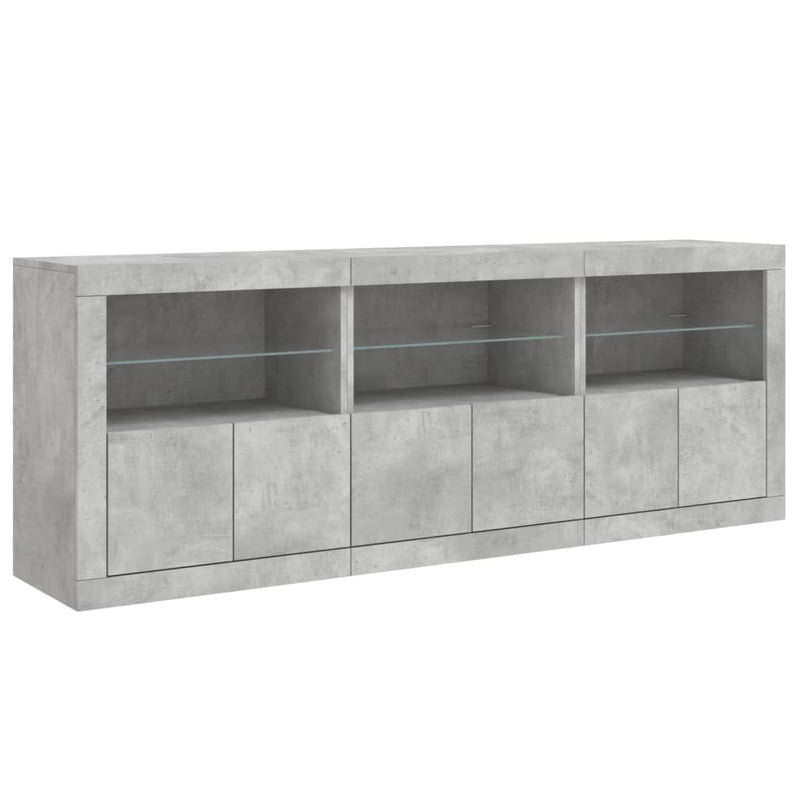 Sideboard mit LED-Leuchten Betongrau 181,5x37x67 cm