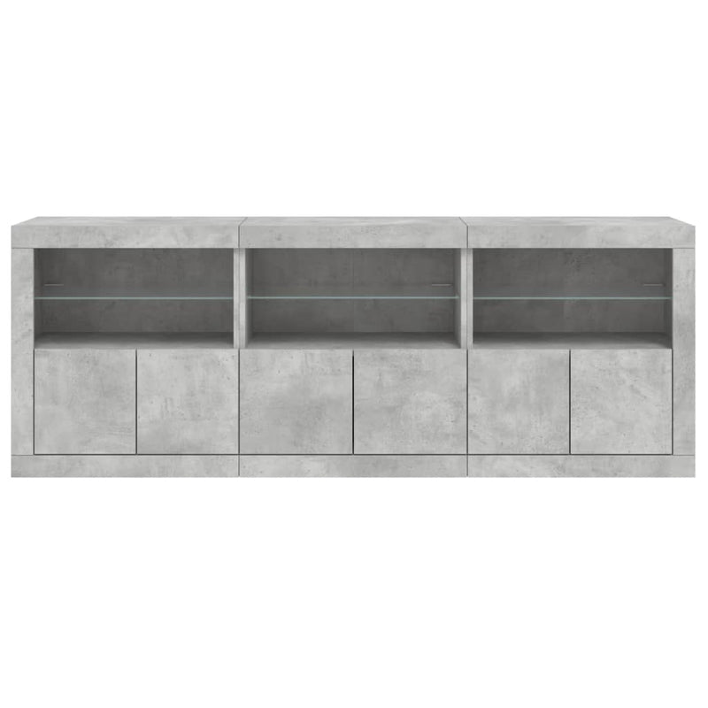 Sideboard mit LED-Leuchten Betongrau 181,5x37x67 cm