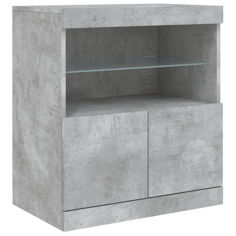 Sideboard mit LED-Leuchten Betongrau 181,5x37x67 cm