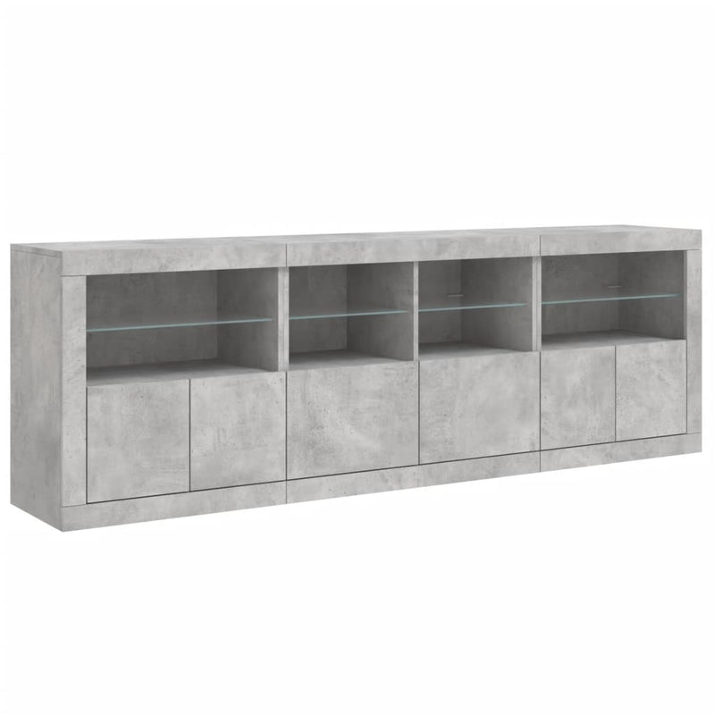 Sideboard mit LED-Leuchten Betongrau 202x37x67 cm