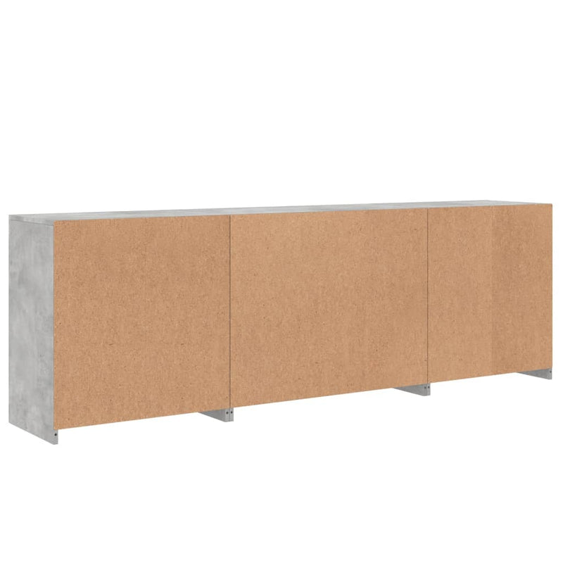 Sideboard mit LED-Leuchten Betongrau 202x37x67 cm