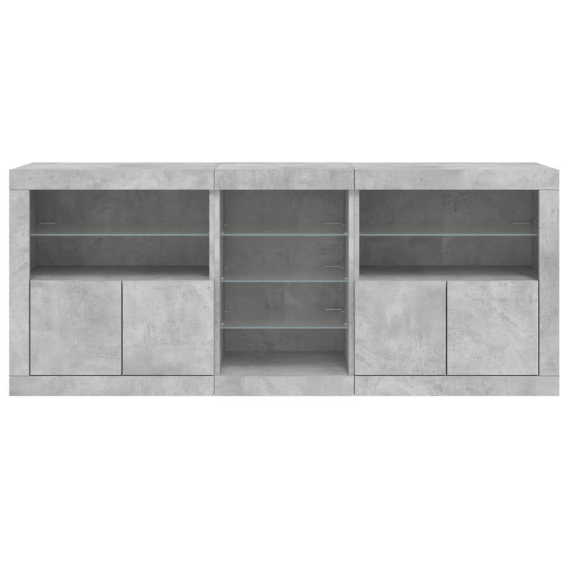 Sideboard mit LED-Leuchten Betongrau 162x37x67 cm