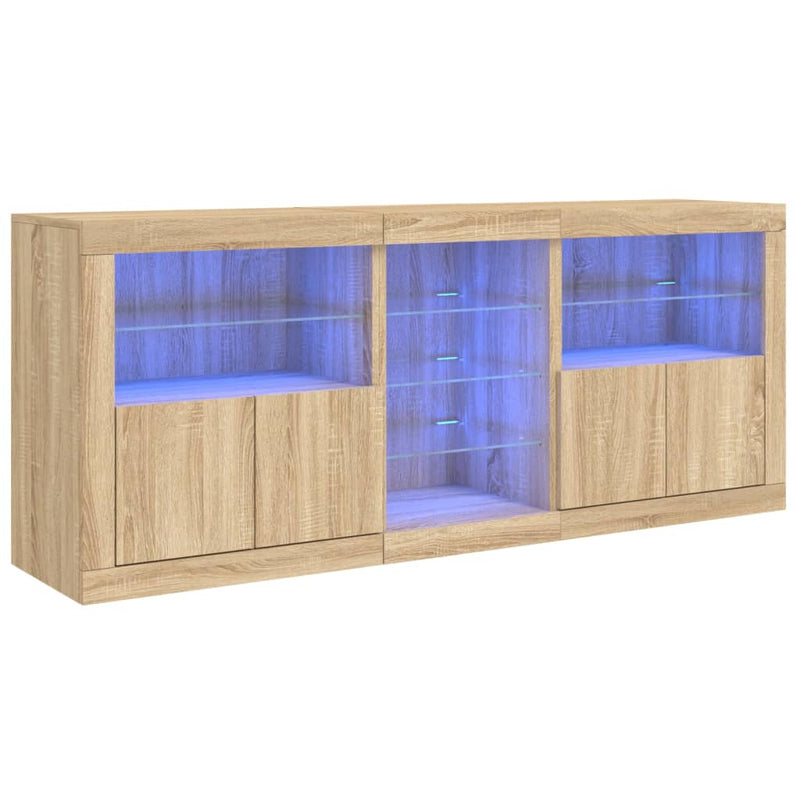 Sideboard mit LED-Leuchten Sonoma-Eiche 181,5x37x67 cm