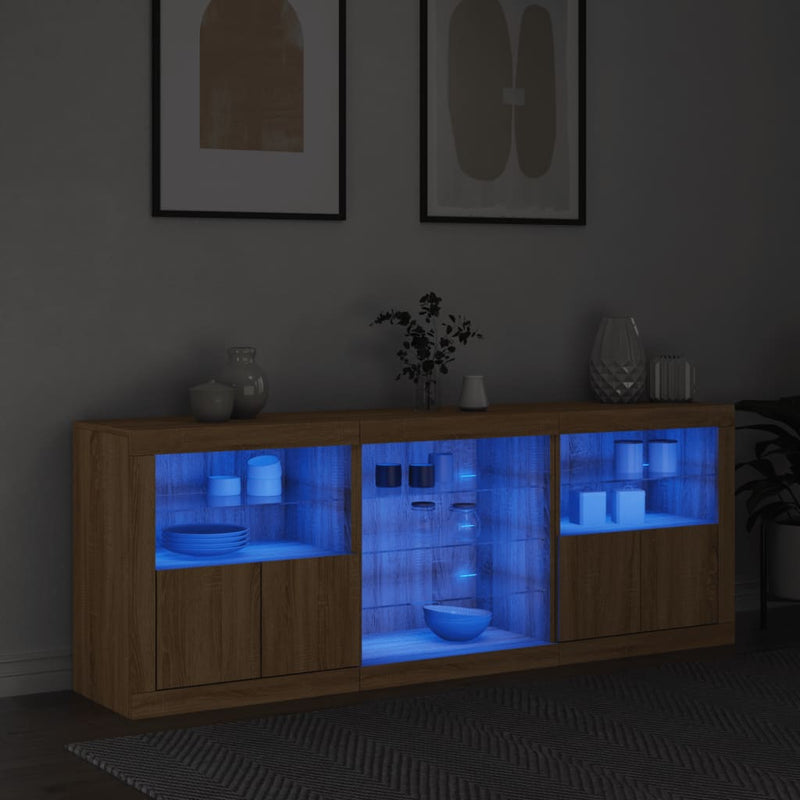 Sideboard mit LED-Leuchten Sonoma-Eiche 181,5x37x67 cm