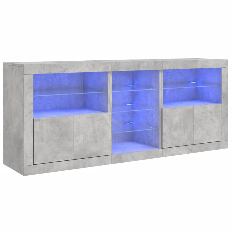 Sideboard mit LED-Leuchten Betongrau 181,5x37x67 cm