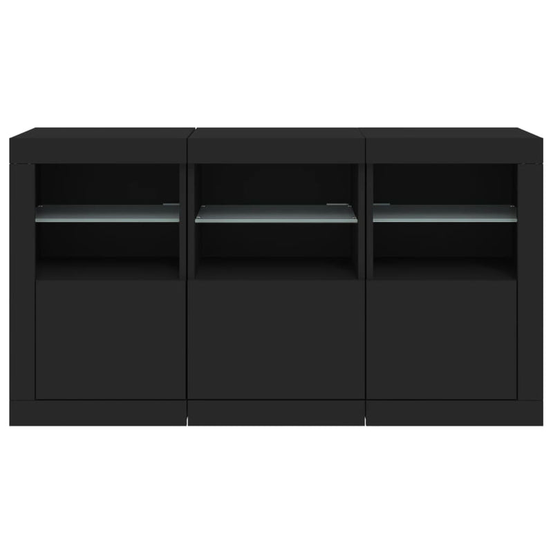 Sideboard mit LED-Leuchten Schwarz 123x37x67 cm